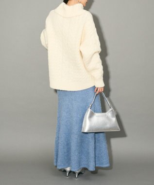 Green Parks ケーブル編みハイネックニット Ivory