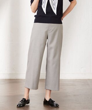 J.PRESS LADIES L 【洗える】シャークスキン セミワイド パンツ ライトグレー系