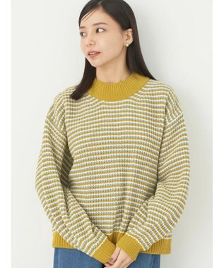 earth music&ecology マットベロアモールプルオーバー Border Yellow