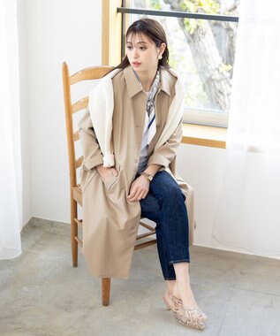 Tiaclasse L 【洗える】ステンカラーコート ベージュ