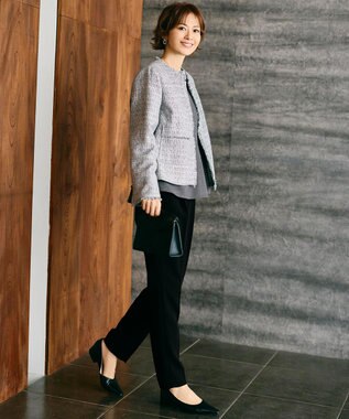 自由区 L 【SHIHOさん着用】ソフトウールブレンドペプラム ブラウス チャコールグレー