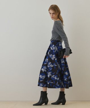 ラメフラワージャガードスカート