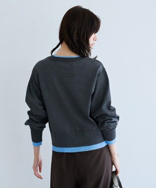 YECCA VECCA 2wayレイヤードクルーネックカーディガン Charcoal Gray