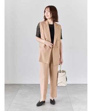 Te chichi フロントZIPリネンライクテーパードパンツ(セットアップ可) ベージュ