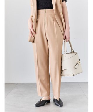 Te chichi フロントZIPリネンライクテーパードパンツ(セットアップ可) ベージュ