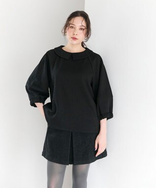 #Newans 【セットアップ可能】裏地キュロットツイードスカート ブラック