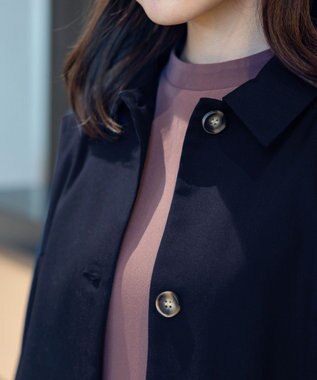 Tiaclasse L 【洗える】ステンカラーコート ネイビー