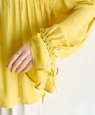 YECCA VECCA シャーリングギャザーリボンブラウス Yellow