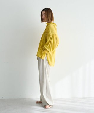 YECCA VECCA シャーリングギャザーリボンブラウス Yellow