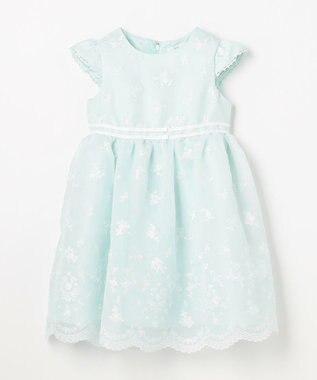 ANY KIDS 総刺繍 花柄ワンピース ミント