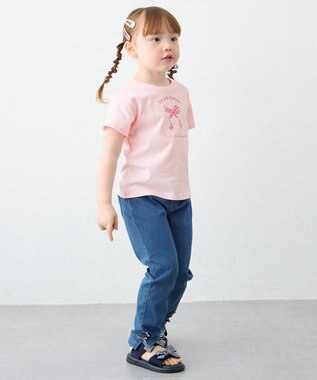 ANY KIDS 【一部店舗/WEB限定】【綿100%】プリント 半袖Tシャツ ピンク×リボン