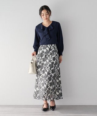 YECCA VECCA ラッフルブラウス Navy