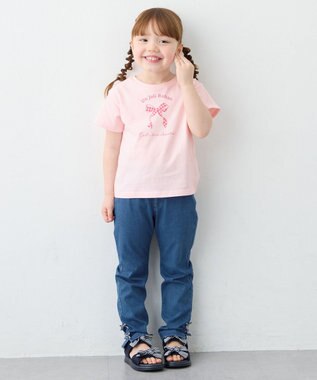 ANY KIDS 【一部店舗/WEB限定】【綿100%】プリント 半袖Tシャツ ピンク×リボン