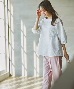 ANY SIS S 【洗える】フラワーエンボス ブラウス オフ