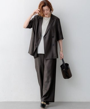 23区 【吸水速乾/UVカット/接触冷感】ストレッチジョーゼット  ケープデザイン カットソー ベージュ系