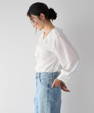 YECCA VECCA ラッフルブラウス White