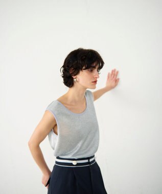 GRACE CONTINENTAL ラメカットトップ シルバー