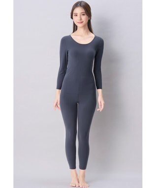 Wing あったかインナー 綿100％(肌側) アウターにひびきにくい ムレにくい 【綿の贅沢 ここちフラット】 8分袖 長袖 秋 冬 EL4873 ウイング／ワコール バイオレット