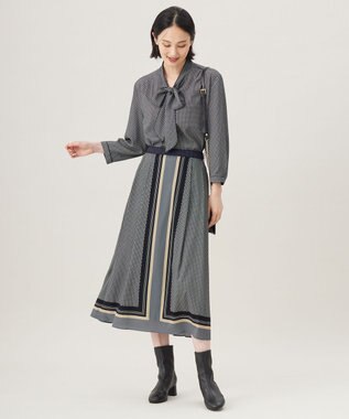 自由区 【洗える】ジオメトリックハートプリント スカート グレー系