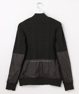 23区GOLF 【MEN】ケーブルジップアップカーディガン　防風裏地付き ブラック系