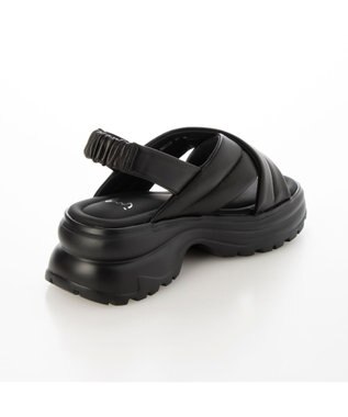 ing <ing>厚底クロスベルトスポーツサンダル ブラック