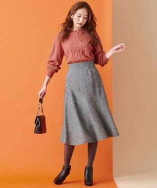 ANY SIS S 【美人百花11月号掲載】アシンメトリーマーメイドフレア スカート 白黒ツイード②