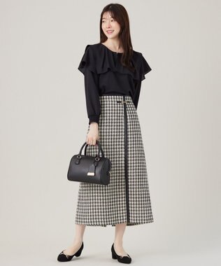 ANY SIS L 【洗える】スクエアラッフルカラー ブラウス ブラック