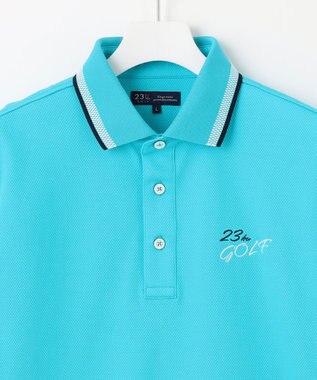 23区GOLF 【MEN】【UVケア/吸水速乾】ハニカムカノコ 半袖ポロシャツ ターコイズブルー系