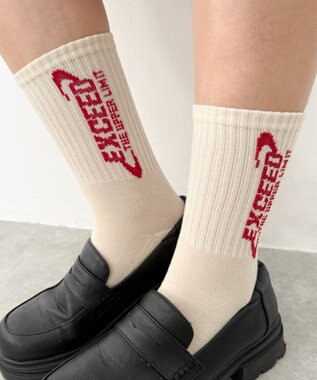 WEGO EXCEEDロゴリブソックス ホワイトアイボリー