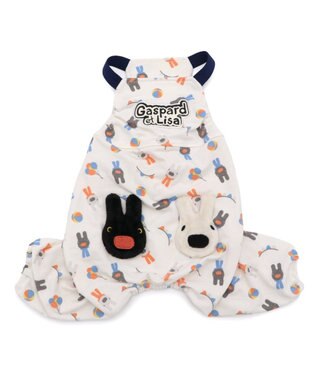 PET PARADISE リサとガスパール サロペット 《二人飛び柄》 小型犬 ホワイト