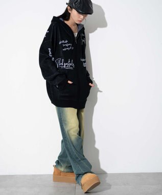 WEGO 【ユニセックス着用ITEM】ジャガードロゴジップパーカー ブラック