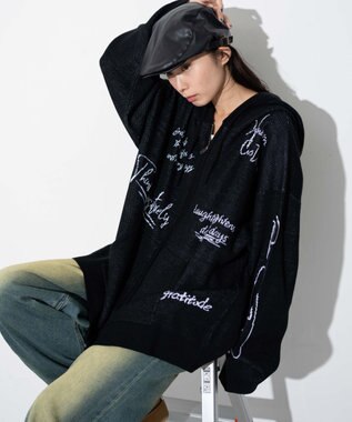 WEGO 【ユニセックス着用ITEM】ジャガードロゴジップパーカー ブラック