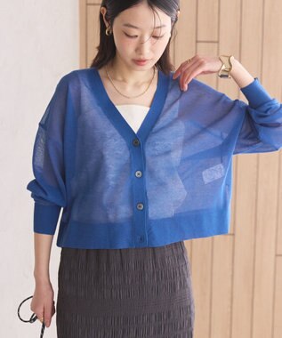 AMERICAN HOLIC ウォッシャブルショート丈シアーカーディガン Deep Blue