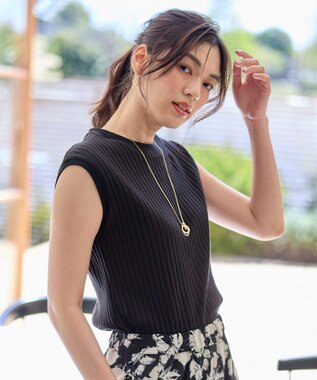 ANY L 【洗濯機可/接触冷感/UVカット】汗ジミ防止テレコノースリーブプルオーバー ブラック