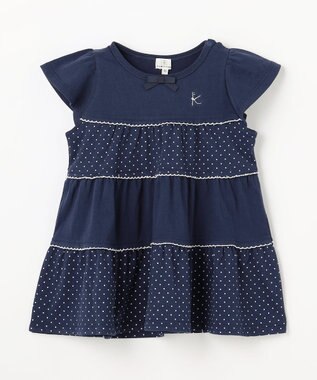 組曲 KIDS 【80-100㎝】 ドットティアードチュニック ネイビー