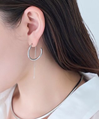 Phoebe 【金属アレルギー対応】2wayウェーブラインフープピアス　シルバー/ニッケルフリー