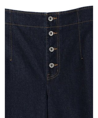 earth music&ecology ボタンフライワイドデニムパンツ Indigo