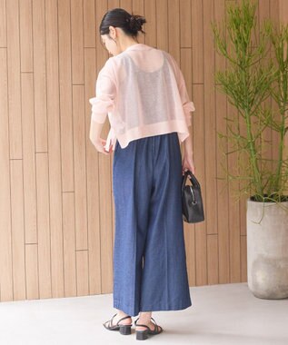 AMERICAN HOLIC ウォッシャブルショート丈シアーカーディガン Peach