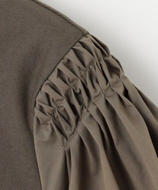 自由区 【洗える】コンビネーションシャーティング パフスリーブ カットソー ブラウン系