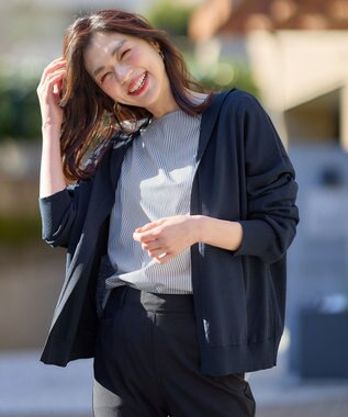 ANY ニットフーディーカーディガン ネイビー