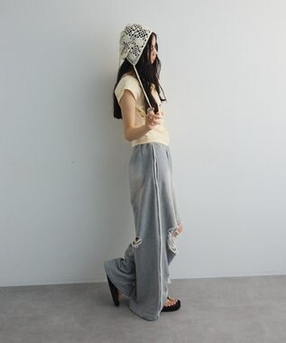 Green Parks ドレープオフショルフレンチ袖Ｔシャツ Lemon Yellow