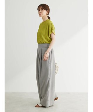 Green Parks プリーツ加工フレンチスリーブカットプルオーバー Lime Green