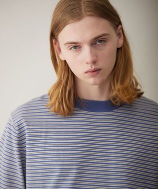 UNFILO MENS FINE MOVE クルーネック ニット [24年春夏商品] ブルーボーダー