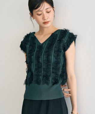 YECCA VECCA 2wayチュールフリルニット Green