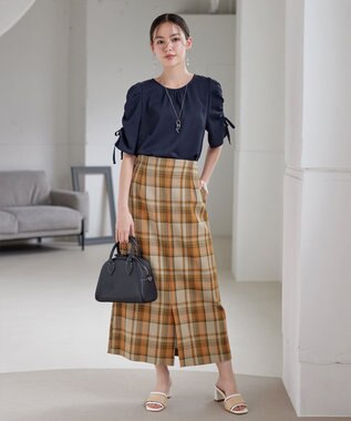 Tiaclasse 【洗える】ボリュームスリーブリボンブラウス ネイビー