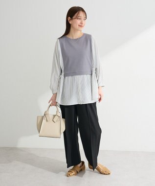 Green Parks 脇リボンドッキングチュニック Stripe Gray