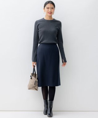 23区 【洗える】ウーステッドウール リブ ニット グレー系