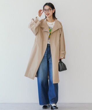 AMERICAN HOLIC スタンドカラーニュアンスロングコート Beige
