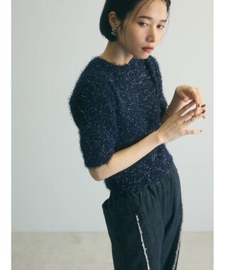 Green Parks ａ．ラメシャギーニットプルオーバー Navy