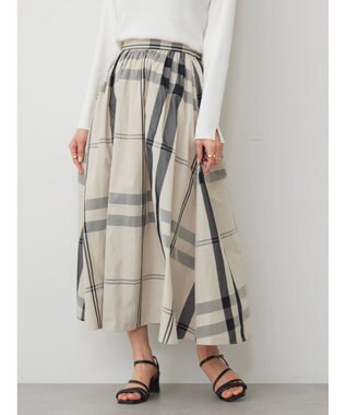 AMERICAN HOLIC チェックメモリーフレアスカート Check Ivory